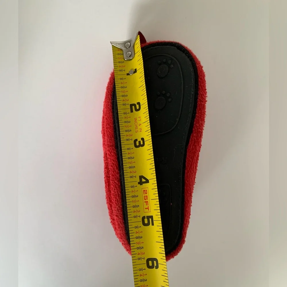 VTG Old Navy Red Fleece Booties Slippers Rubber Soles Soft Cozy Toddler Size